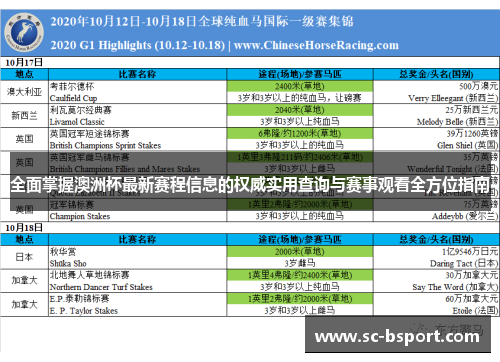 全面掌握澳洲杯最新赛程信息的权威实用查询与赛事观看全方位指南